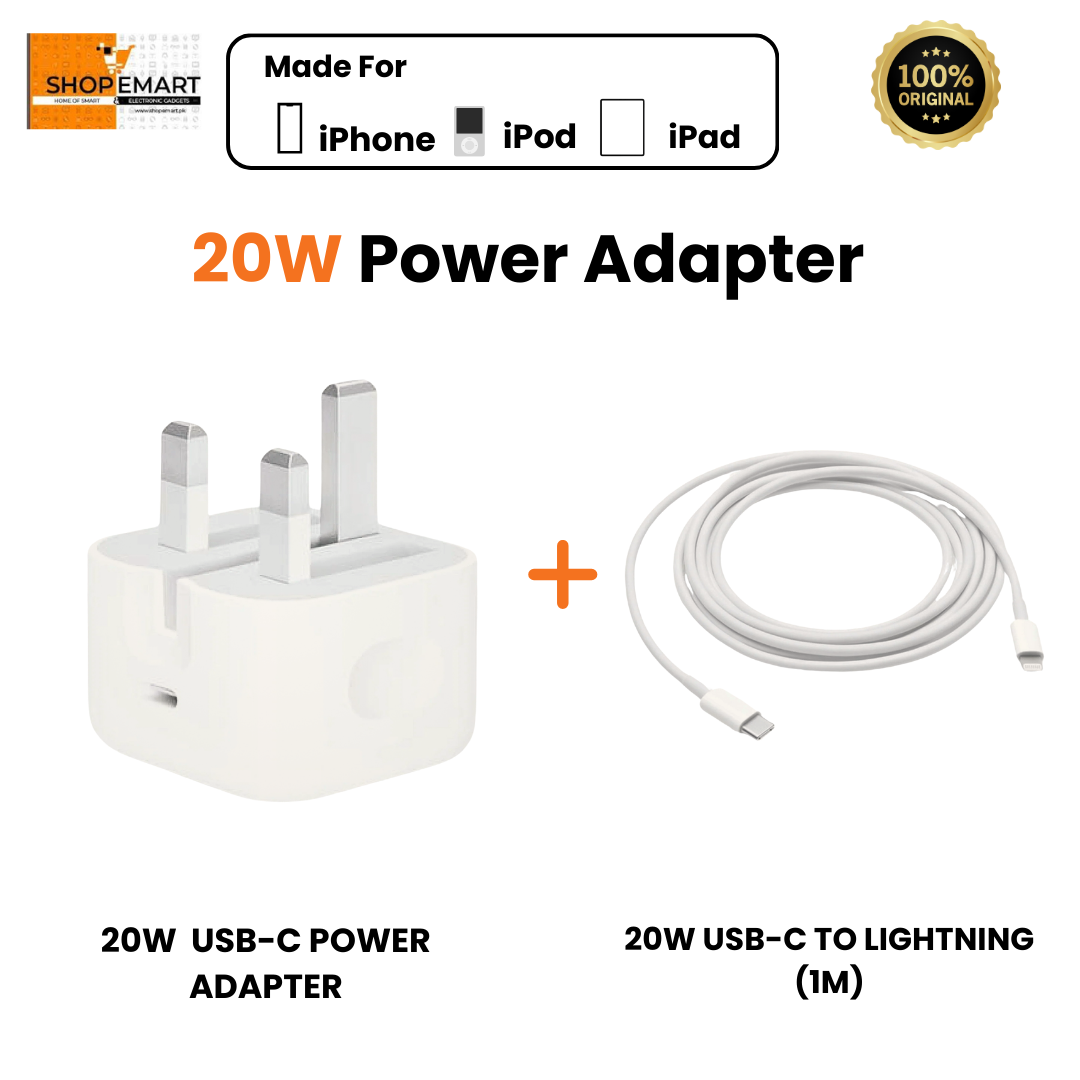 Combo Pack of 2 Deal: 20w Original Adapter with 20w Lightning Cable