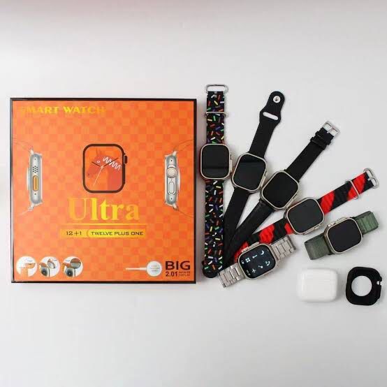 12 + 1 Ultra smartwatch Combo Pack wit Airpods Pro and Extra Straps ( Grand Ramzan Sale)
