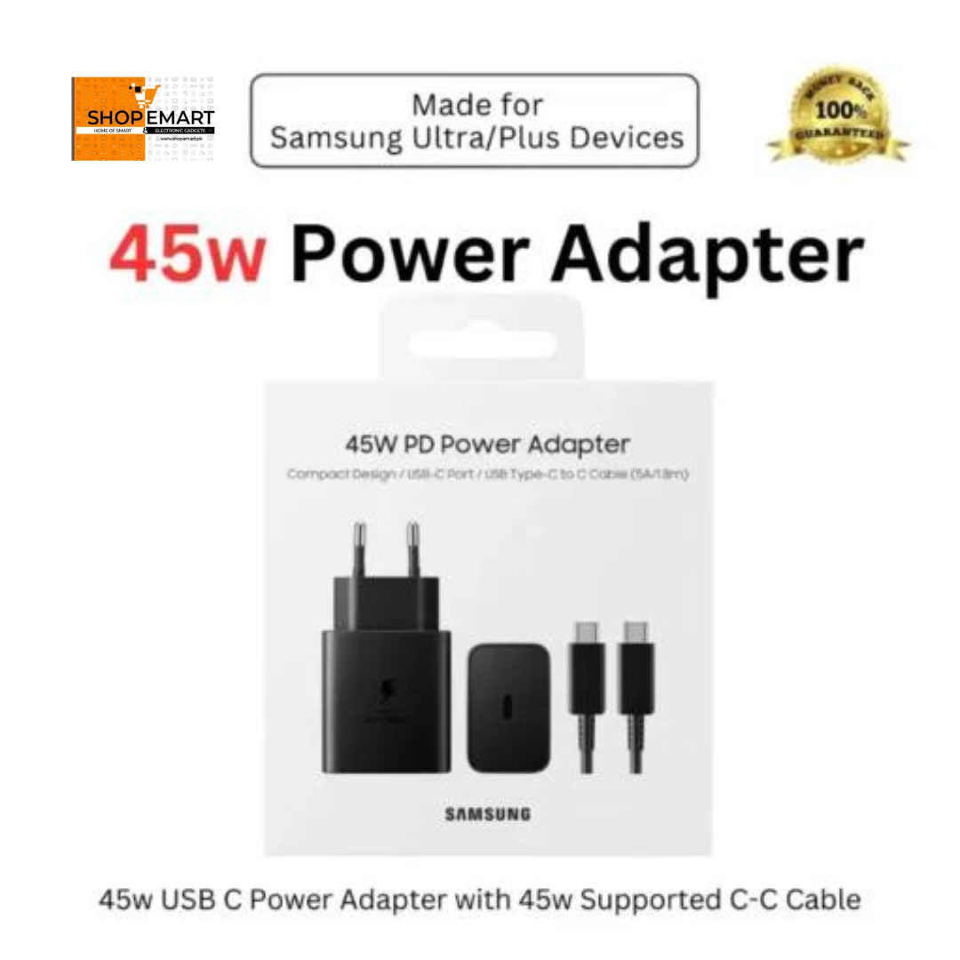Samsung 45W super fast charger with Type C to C cable original adapter