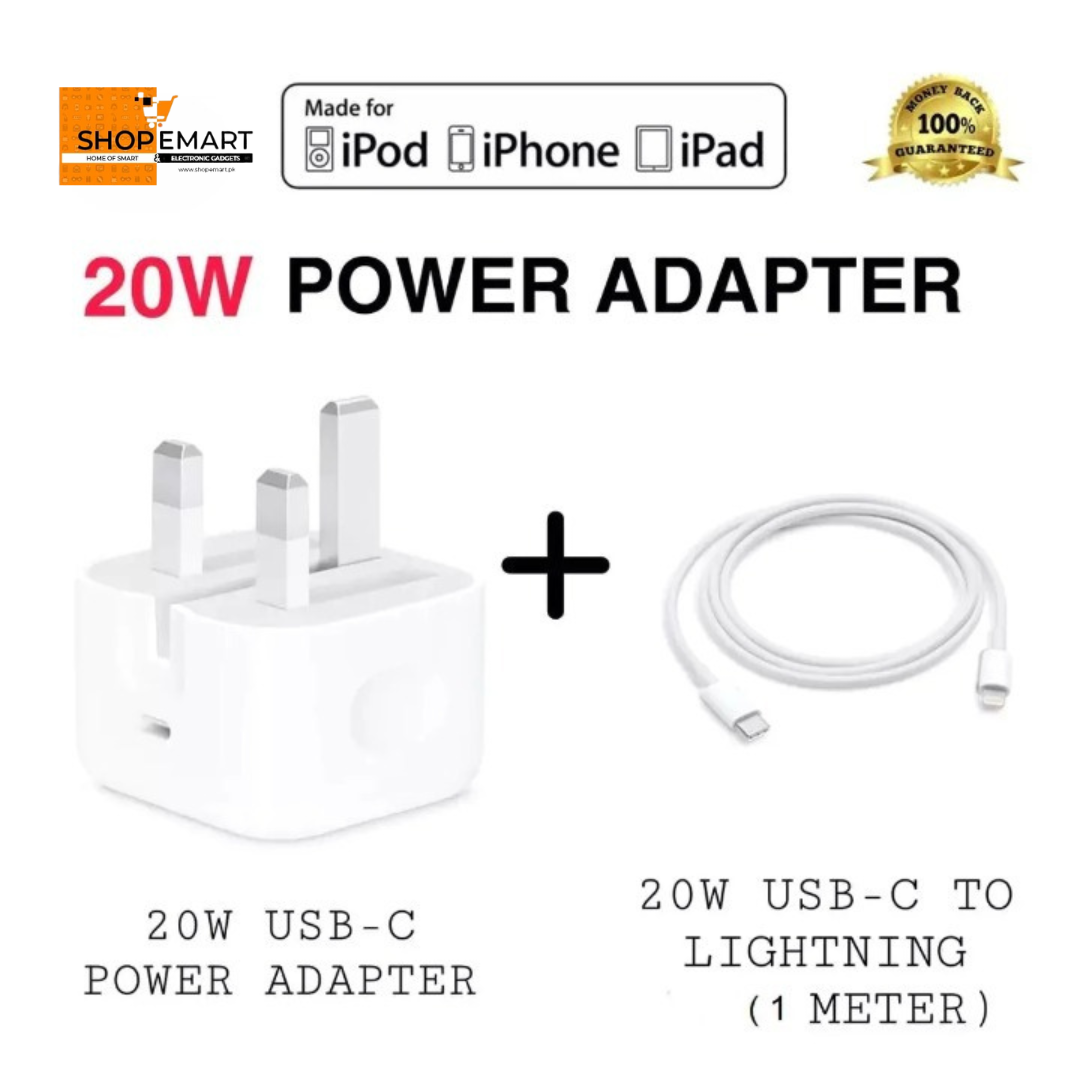 Combo Pack of 2 Deal:  20w Original Adapter with 20w Lightning Cable