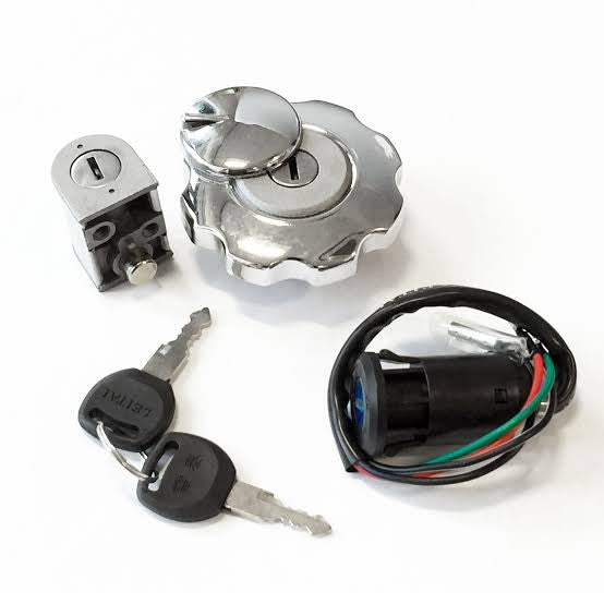 3 Pcs Lock Kit with Computerized Key For 70 and 125cc Bikes